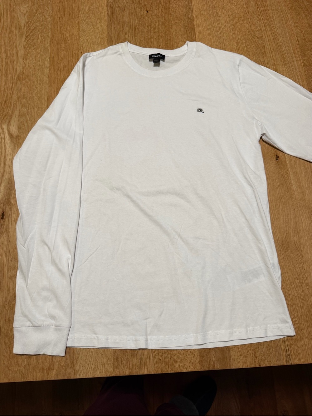 Diesel White Long-Sleeve Logo Crewneck Shirt